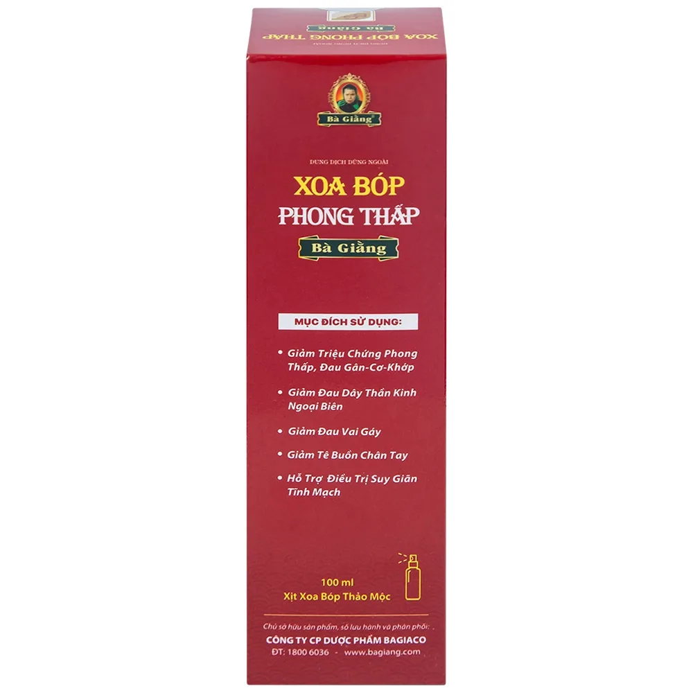 Hình ảnh Xịt xoa bóp phong thấp Bà Giằng 100ml giảm triệu chứng phong thấp, đau gân cơ khớp