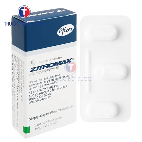 Hình ảnh Zitromax 500mg Hộp 1 vỉ x 3 viên
