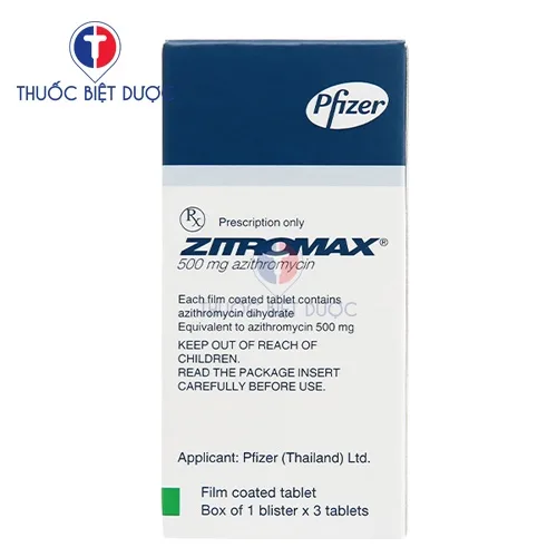 Hình ảnh Zitromax 500mg Hộp 1 vỉ x 3 viên